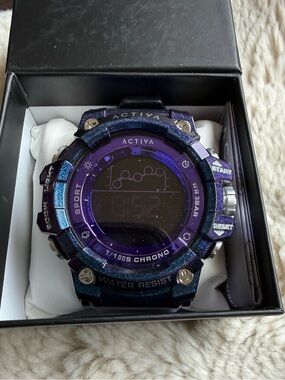 Ativa x Digital Summit NIBMetallic Purple and Blue Digital Sport Watch